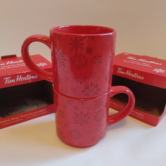 2021 Tim Hortons Stacking Mugs PAIR BNIB THE MOST WONDERFUL TIMS OF THE … - Picture 11 of 12